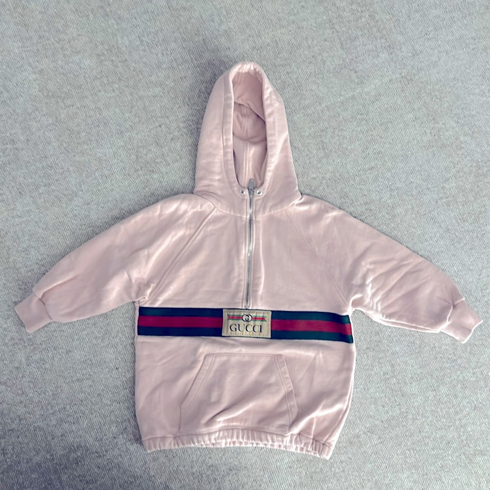 Kids Gucci half zip light pink sweat shirt